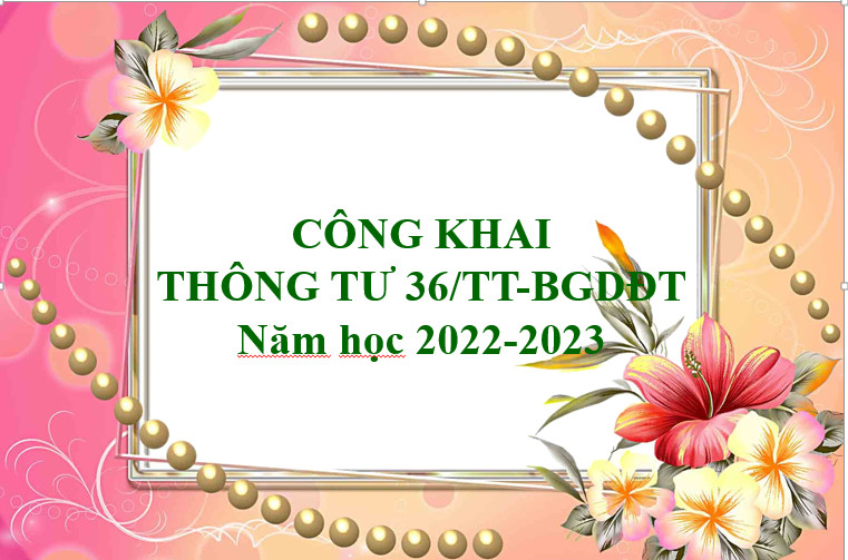 CÔNG KHAI CÁC NỘI DUNG THEO THÔNG TƯ 36/2017/TT-BGDĐT, NĂM HỌC 2022-2023