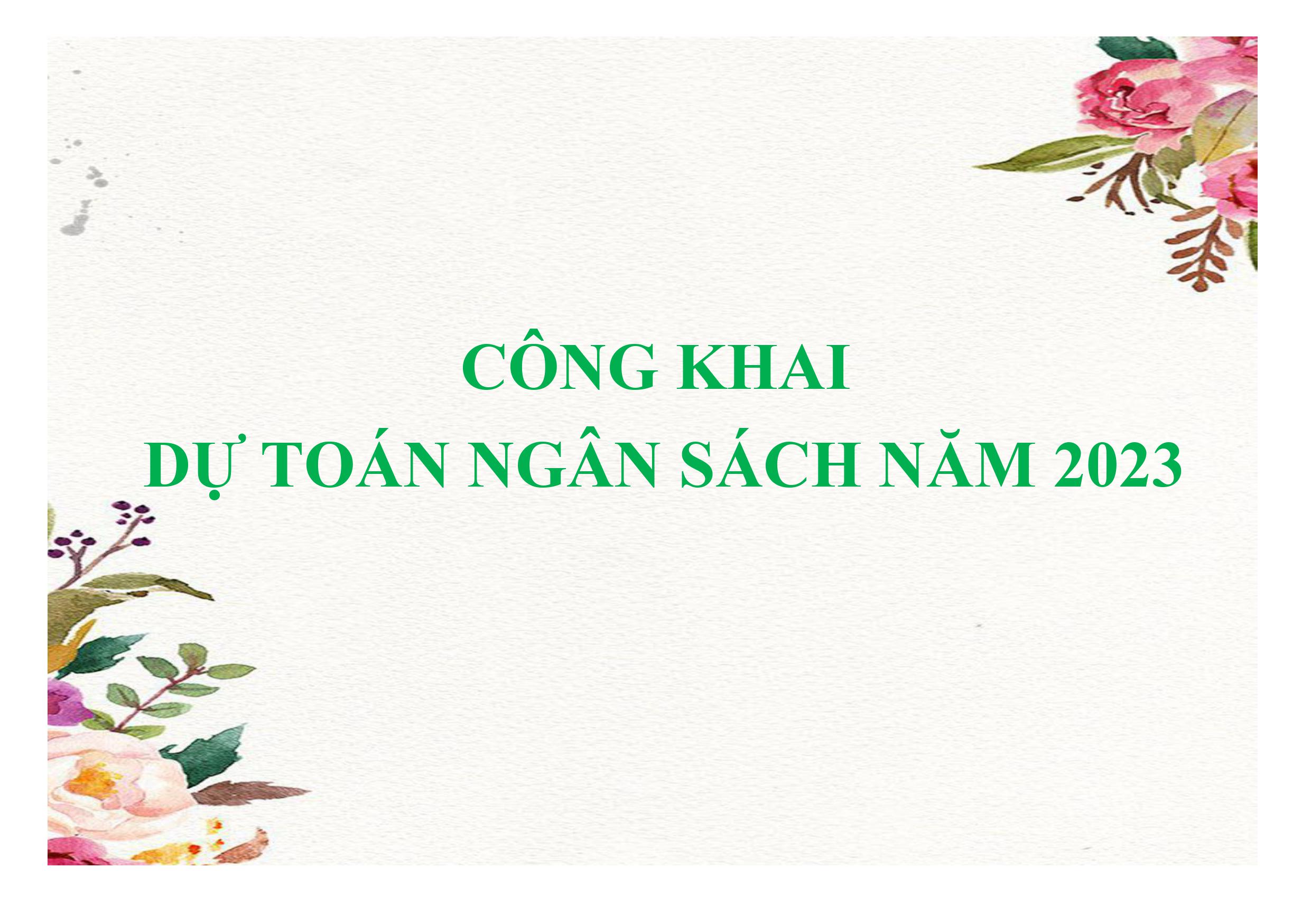 CÔNG KHAI DỰ TOÁN NGÂN SÁCH NĂM 2023